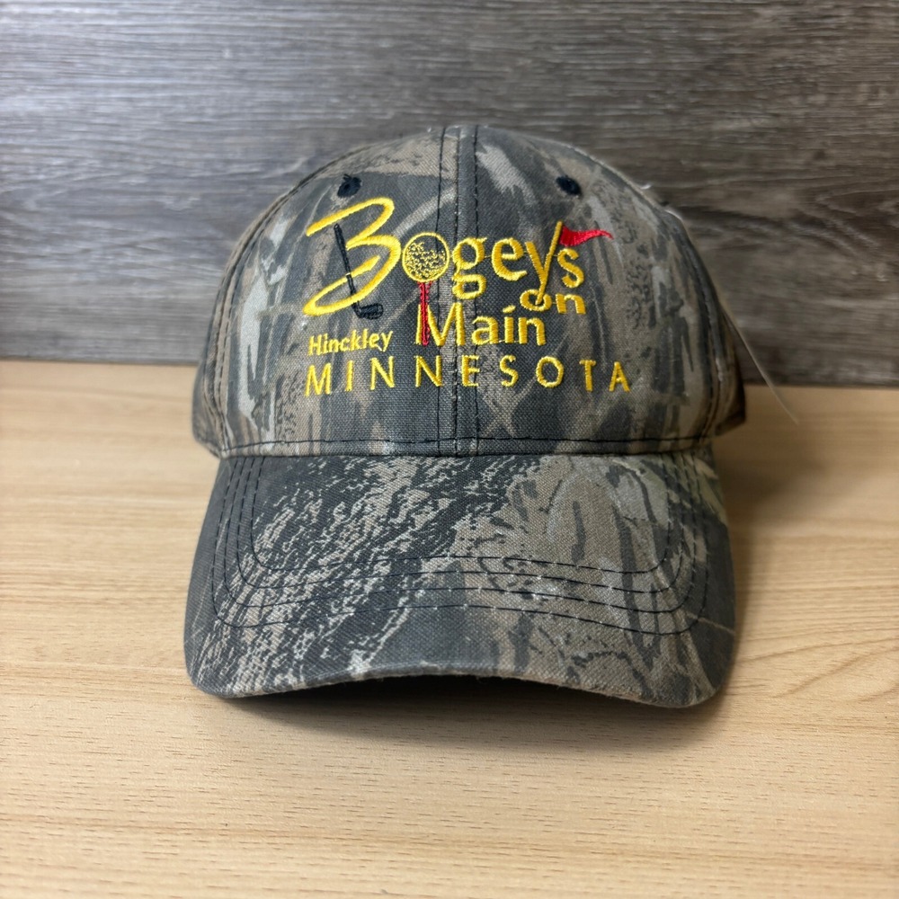 Bogeys On Main Hat Cap Strap Back Brown Camo Hinckley Minnesota NWT